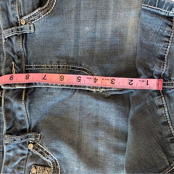 Vintage Women’s Shorts Rhinestones Embellished Stretch Faded Blue Boho Size 14 - Picture 9 of 10